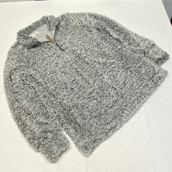 Weatherproof Vintage Quarter Zip Mock Neck Pull Over Sherpa Sweater Marled Grey - Picture 8 of 12